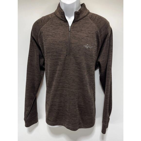 Greg Norman Mens 1/4 Zip Pullover Top Large Polyester Brown Heather - Picture 1 of 7